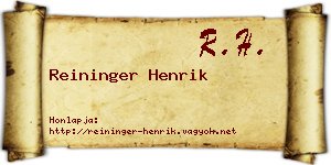 Reininger Henrik névjegykártya