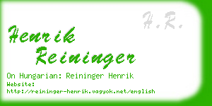 henrik reininger business card